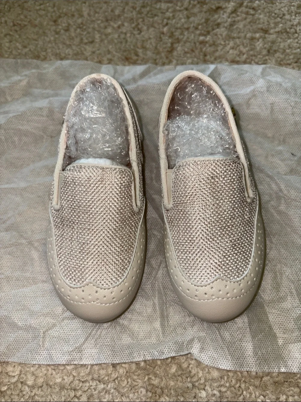 Slip-On Moccasins in Cream Tan - Soft Comfort Loafers